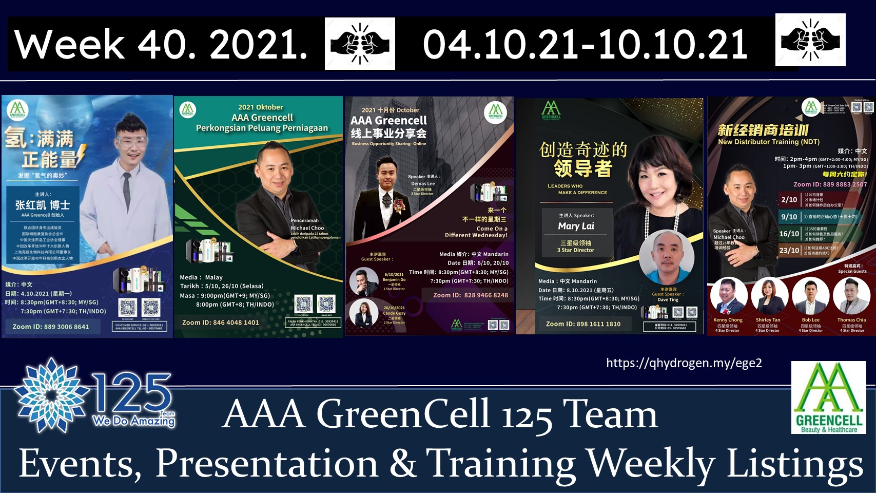 AAA GreenCell AAA 125 Team Events, Presentation and Training for Week 40. Dates 04.10.21-10.10.21. Hydrogen Qhydrogen Giap One